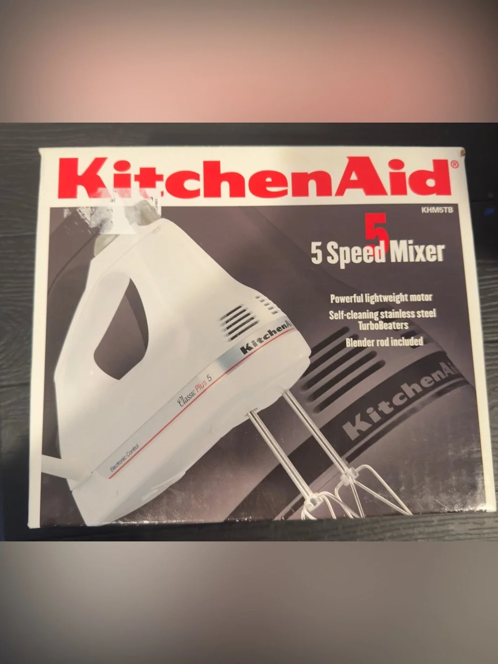 Vintage KitchenAid KHM5TB Classic Plus 5-Speed Hand Mixer in Box w/Blender Rod